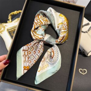 Ladies Printed Scarf Square Shawl Stylish Sun Protection Wrap Neck Headband Fashion Accessory