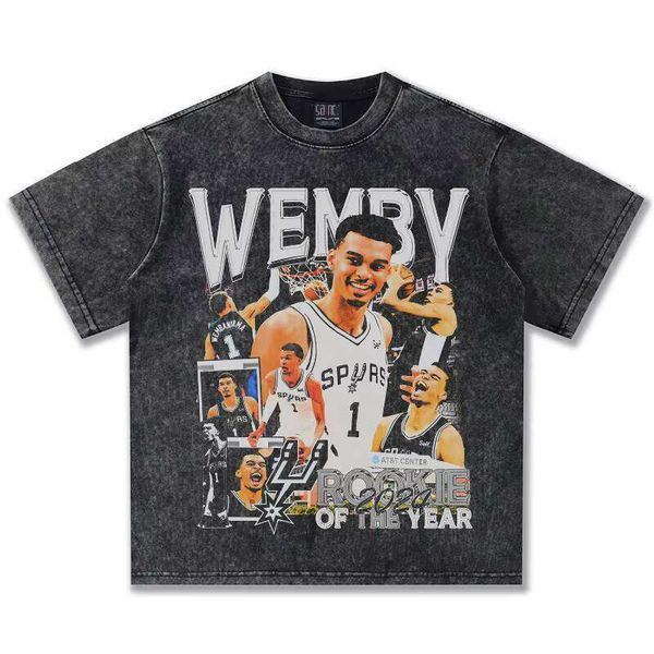 American Brand Cross-Border Wenban Mountain Pure Cotton Short Sleeve Celebrity Direct Print Unisex 300g T-Shirt