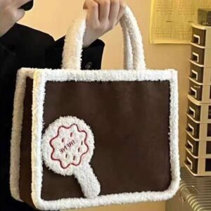 Small niche minimalist single shoulder diagonal cross 2024 autumn and winter new large capacity tote bag Korean version hairy handbag