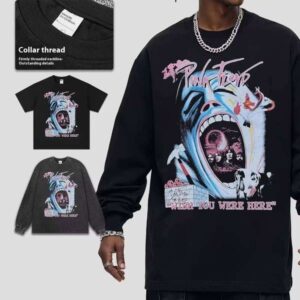 Autumn New Cross-Border Printed Men's Extra Long 100% Cotton O-Neck T-Shirt Short Sleeve Sports Shirt High Street Heavy