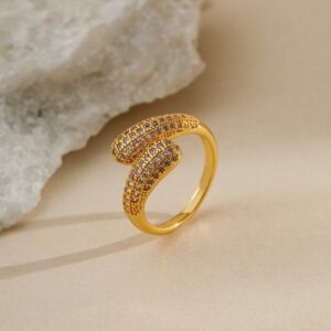 Double headed design, fashionable ring opening design, exaggerated personality, European and American retro ring, genuine gold electroplating