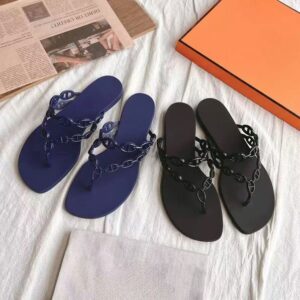 sandals famous designer women Designer Sandals Women Flats Chain Slides Summer Rubber Big Head Flip Flops Beach Sexy Shoes Flat Slippers Top Quality 322 sandals H