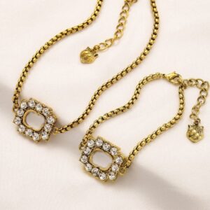 Bracelet Designer Brand Luxury Women Bangle Classic Stainless Steel Crystal Necklace Bracelet Wedding Party Chain Jewelry Gift with Box