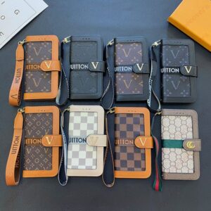 Genuine Leather Wallet Phone Designer Case Flip Card Holder for iPhone 16 15 14 Pro Max 13 12 11 14Plus Samsung Galaxy S23 Ultra S22 Plus Brand Mobile Cover