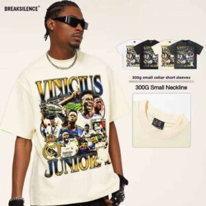 2025 Unisex Vinicius JR Football Print New Crossweight 100% Cotton Loose Fit Spring Short Sleeve Sports Shirt