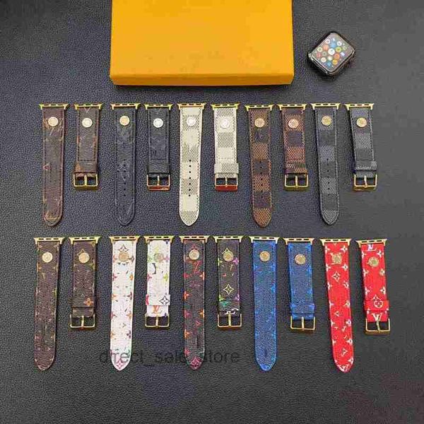 Fashion Designer Watch Straps 38 40 41 42 44 45 49 mm for Smart Watches Series 2 3 4 5 6 7 PU Leather Print Pattern Bands Dee Watchbands