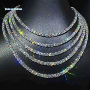 Fashion Jewelry Hip Hop Necklace Pass Diamoster 5mm Vvs Moissanite Iced Out Tennis Chain for Men Women