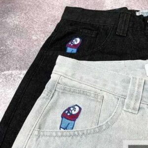 Vintage Baggy High Quality Cartoon Big Boy Embroidery for Men Y2k Hip Hop Denim Shorts Haruku Fashion Streetwear Jorts W250116