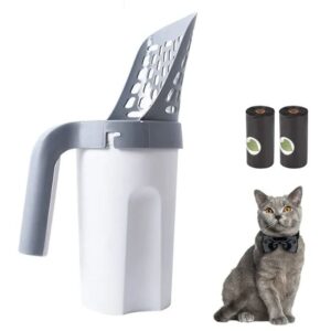 New ntegrated cat ltter shovel detachable trash can wth garbage bag large capacty household pet poop shovel artfact