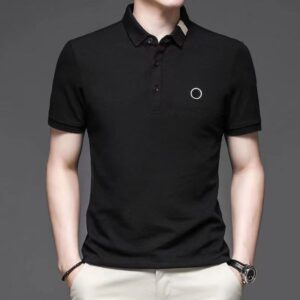 Man Polos T Shirt Casual Shirts Embtoidery Neck Striped Tops Short Sleeves Breathable Tees Men Polo Mercerized Cotton High Quality M-4XL