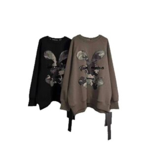 150kg Plus Size New Cartoon Embroidered Letter Camouflage Rabbit Long Sleeve Sweatshirt Women Round Neck Ladies' sweatshirt