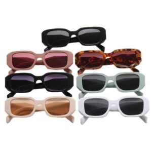 Small Polygon Rectangle Women Sunglasses Fashion Retro Brand Designer Square Sun Glasses Men Classic White Glasses Shades UV400