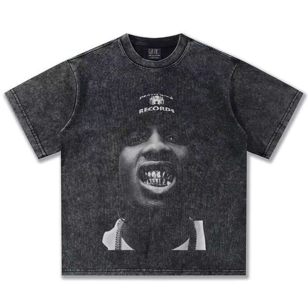 Asapprocky 2025 Summer Men's Portrait Direct Print Short Sleeve Fit Plus Size Loose T-Shirt