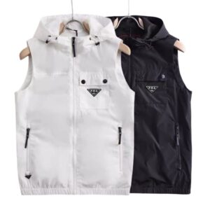 GG-P-R-A Designer Brands Mens Fashion Tank Top Casual Trendy 2025 New Pocket Versatile Zip Up Slimming Hooded Vests Coats Close-fitting Sleeveless Vest Jacket