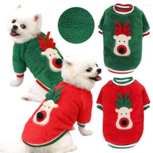 Dog Apparel Warm Christmas Pets Clothes For Small Dogs Winter Soft Fleece Sweater Cute Elk Print Pet Clothing Chihuahua Puppy Cat 840