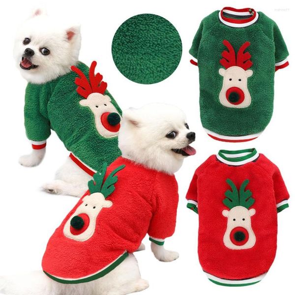 Dog Apparel Warm Christmas Pets Clothes For Small Dogs Winter Soft Fleece Sweater Cute Elk Print Pet Clothing Chihuahua Puppy Cat 840