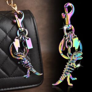 Dinosaur keychain skeleton key ring colorful pendant bag hook retro creative keychain