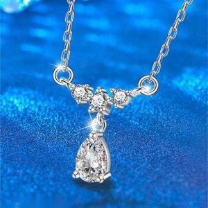 925 Sterling Silver Moissanite Teardrop Necklace for Women, Simple & Elegant, Tassel Design, High-End Look