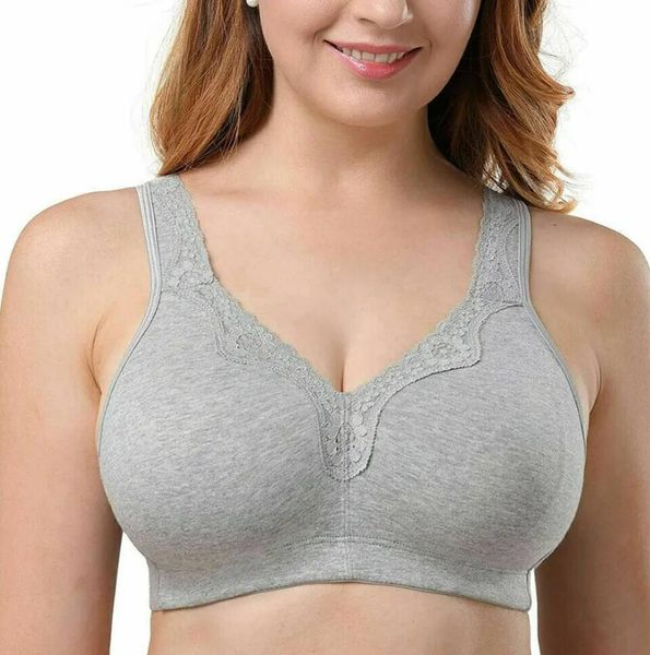 Women's Minimizer Wireless Cotton Plus Size Full Coverage Unlined Support Bra