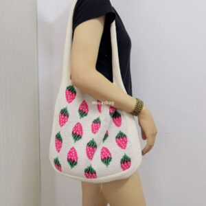 New high-quality woolen bag simple and atmospheric crossbody bag knitted bag strawberry tote bag cross-border bag shoulder bag women trend