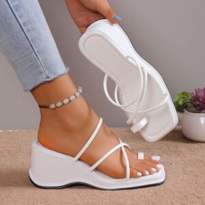 Shoes Designer Women's White Wedge Summer 2023 Ring Toe Cross Strap Gladiator Sandals Woman Non Slip Platform Beach Slippers Plus Size