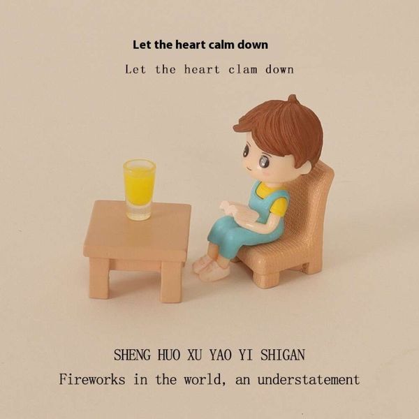 Resin creative crafts, mini tables and chairs, little boys' office desktop ornaments, home micro landscape scene decoration