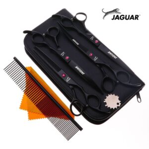 7 inch Black Pet Grooming Scissors Set Straight Curved Dog Cat Cutting Thinning Shears Kit Tesoura Para Hair Thinning Shears