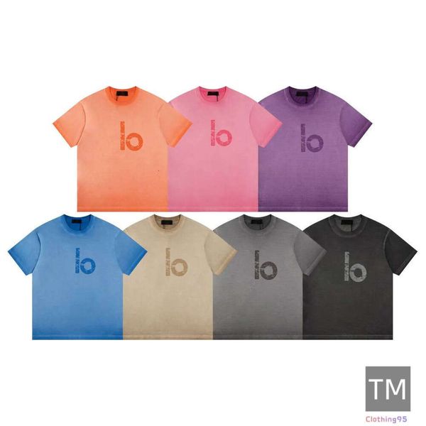 Mens Designer Shirt Letter Print Tie Dye Gradient Washed T Shirts Vintage Casual Loose Shorts Sleeve Women Tops