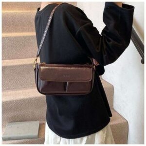 casual texture solid color commuting fashion underarm single shoulder rivet large capacity high-end feel bag