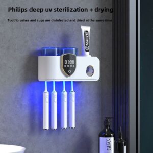 Intelligent sterilization toothbrush storage rack Smart UV – Sterilized Toothbrush Holder with Heating and Drying Function UV heating bacteria drying toothbrush