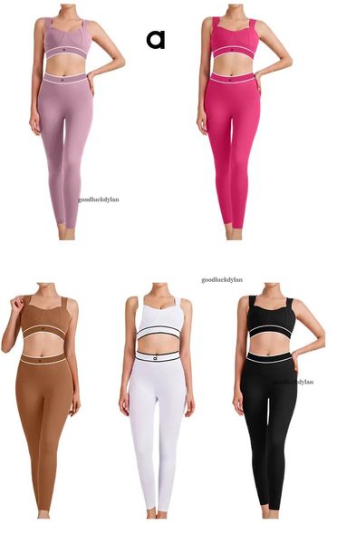 alocardio 5A Quality Gym Yoga Outfits Elastic Fitness Women's High-Waist Yoga Sports Bra Set with Tummy Control Womens set Running