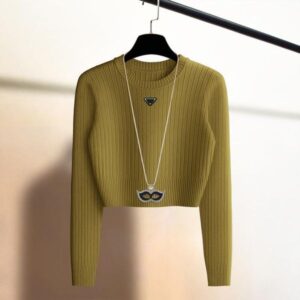 2025 New Clothes Women Sweaters Womens O Neck Sweater Blouse Designer Woman Knits Shirts Colorful Round Printed Stylist Tees Necks Slim Top Women's Clothing