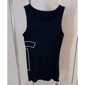 2025 Round Neck Sleeveless Color Blocked Sanskrit Letter Pattern chrome vest Women's Camisole Vest Designer Spicy Girl Style Tight Tank Top Designer Vest 51d