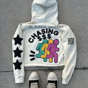chasing Sweatshirt Zipper Oversized Streetwear Men Hoodies Gothic Graphic Printed Y2K INS Streetwear Unisex Inner Fleece Casual Jackets e72