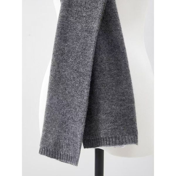 1-234 Warm Red Wool Knit Scarf - All-Match Solid Colored Neck Wrap Accessory