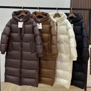 Designer Women Jackets Long coffee colored woven belt jacket for winter warmth long and thick jacket