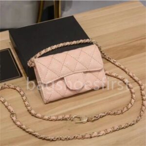 Top designer shoulder bag chain handbag plaid wallet double letter solid buckle sheepskin caviar pattern women luxury evening bag mini handbag 7750