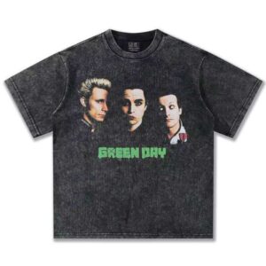 2025 Green Day Rock Heavy Wash New Loose Fit O-Neck 100% Cotton Knit American Street Letter T-Shirt
