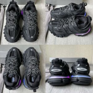 Womens Mens designer Casual Shoe Track LED Sneaker Light Grey Blue Gomma leather black pink Trainer Nylon Printed Platform for Men Light 3 3.0 Trainers Shoes gwe