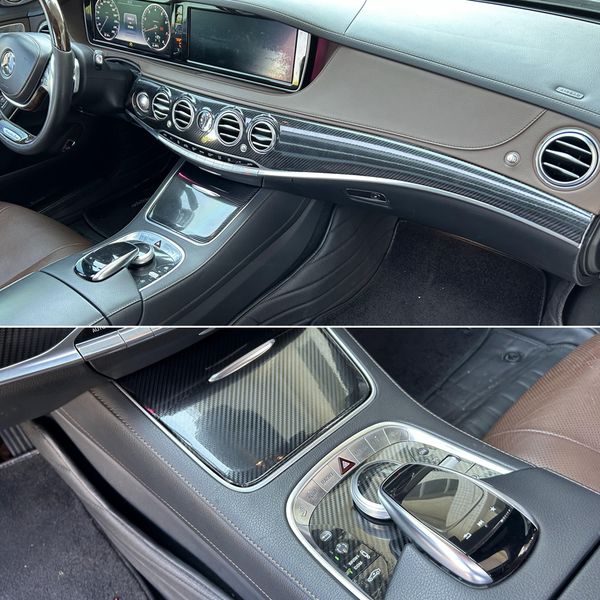 For Mercedes S Class W222 2014-2020 Interior Central Control Panel Door Handle Carbon Fiber Stickers Decals Car styling Accessor