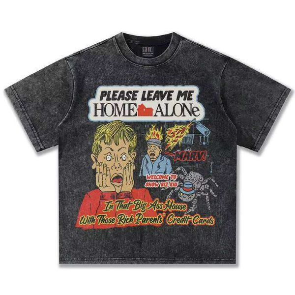 American Style Pure Cotton Heavy Male Summer Fun Illustration Direct Print 300g Short Sleeve T-Shirt