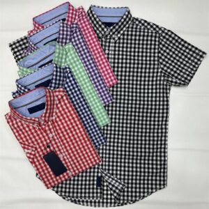 Mens Fashion Plaid T Shirt Shirt Short Sleeve Summer Casual Style Pocket Horse Embroidery Lapel Button Design Slim Fit Breathable Fabric Classic Look Plus Size