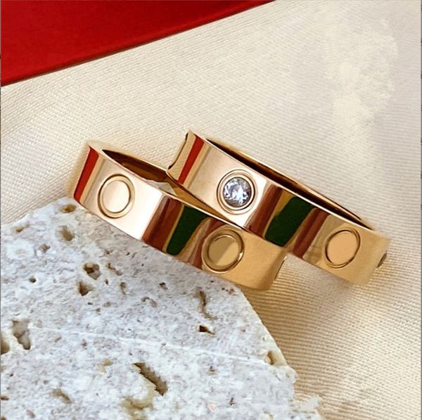 Wedding Ring 4mm 5mm 6mm titanium steel silver love ring men and women rose gold jewelry for lovers couple rings Gift