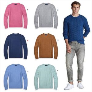 Pullover Men Sweaters Classic Knitwear Small Horse Embroidery Pattern Autumn Wool Slim Fit Designer Sweater Casual Top Couple Sweater Asian Size