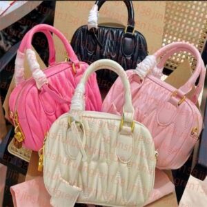 Designer women mini Shoulder Bowling Bag Pleated wallet Leather Banquet tote Crossbody bag Purse Handbags Mess