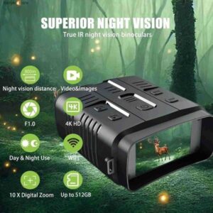 Telescopes 4K Night Vision Binoculars Device 10x Digital 800m Full Dark 8W Infrared WiFi Telescope Goggles For Hunting Camping Video Record L240910