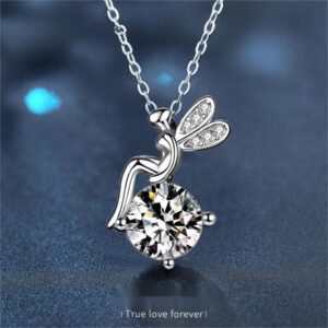 925 Sterling Silver Moissanite Fairy Necklace for Women – Versatile Niche Pendant, Collarbone Chain Accessory