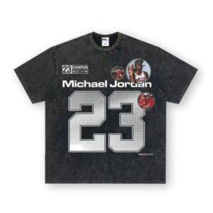 Michael Men's Fashion Cross-Cultural Print 100% Cotton Top American Street Washed Sweatshirt, Short Sleeve Casual T-Shirt