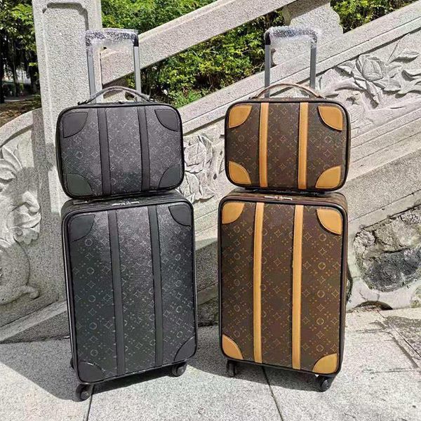 Suitcases Designer Luggage with Wheels for Women 20" Carry on Luggage Four Wheels Men Trolley Rolling Bag Old Flower Brand Luggages Sets