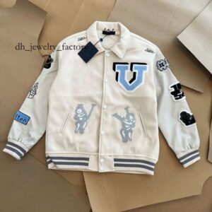 vuittons Mens Jackets designer Classic l Vintage Baseball Varsity Coat Loose Mens Women Outerwear Wool Flocking Leather Single Breasted Couples Warm Bomber b78